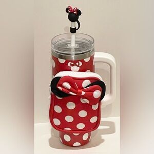 Minnie Mouse Icon Stainless Steel Travel Tumbler with Straw plus Zip Case Pouch